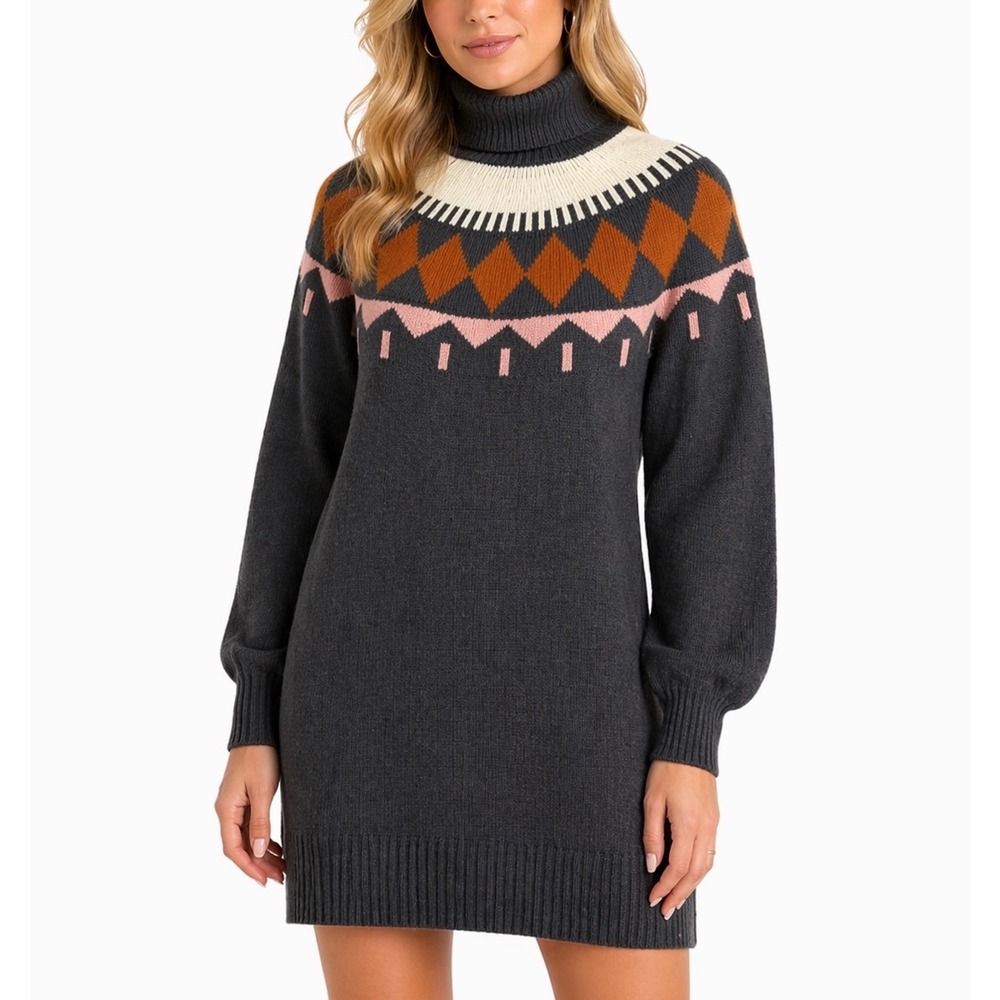 Free‎ Assembly Knit Turtleneck Cotton Wool Blend  FairIsle Sweater Cozy XS